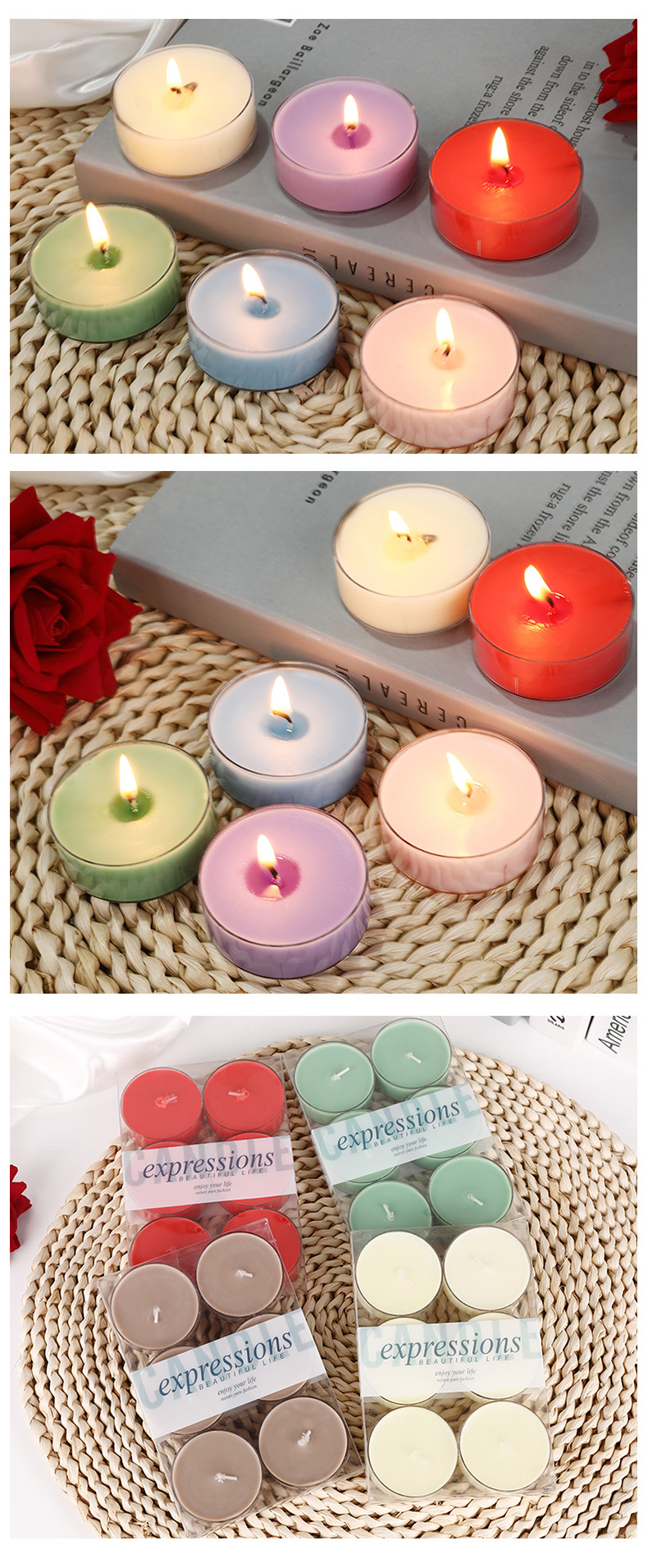 手工彩色大豆蜡香薰蜡烛批发家用无烟浪漫情人节表白火漆茶蜡跨境详情11