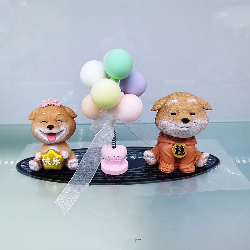创意可爱车内饰品车载摇头公仔泰迪八哥蛋糕烘焙摆件摇头狗小福详情13