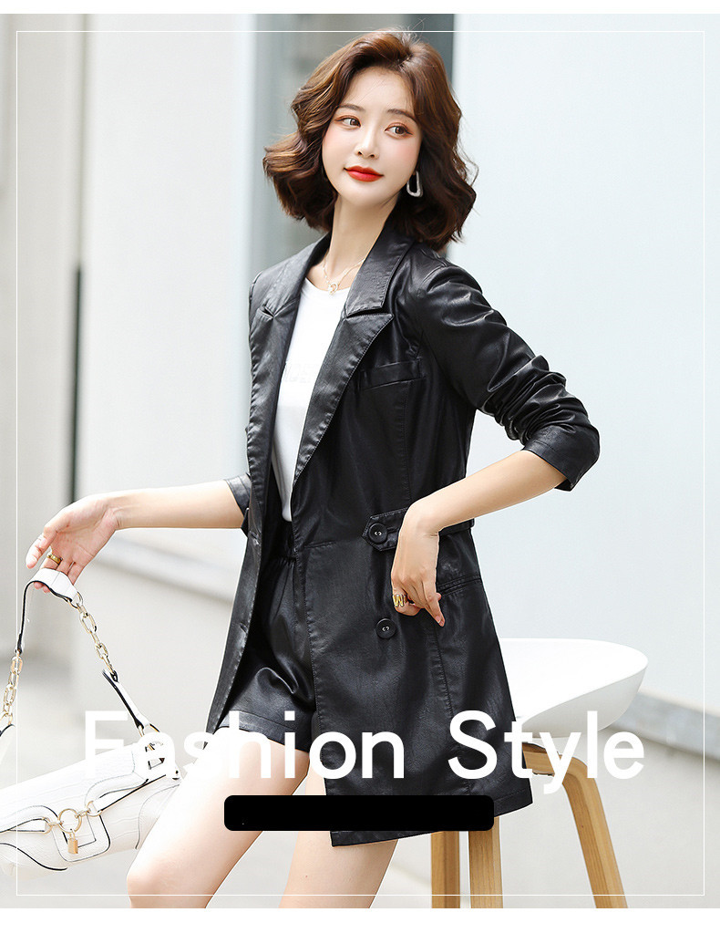 Retro Hong Kong-style casual small suit jacket for women, 2022 Spring and Autumn new Korean-style elegant pu leather suit jacket pic 3