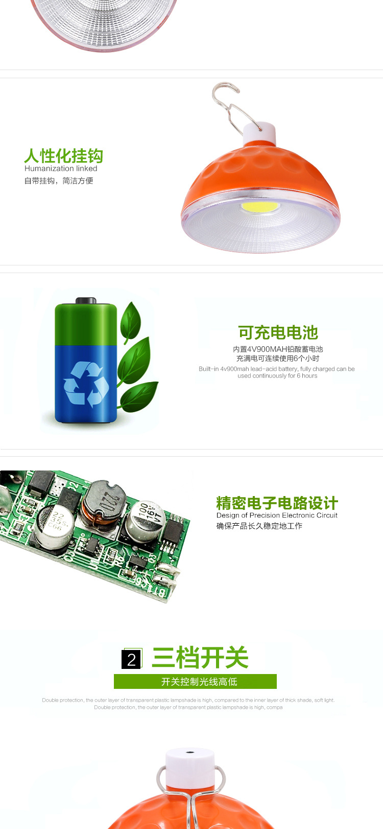 Portable rechargeable solar emergency light bulb EP-025 pic 4