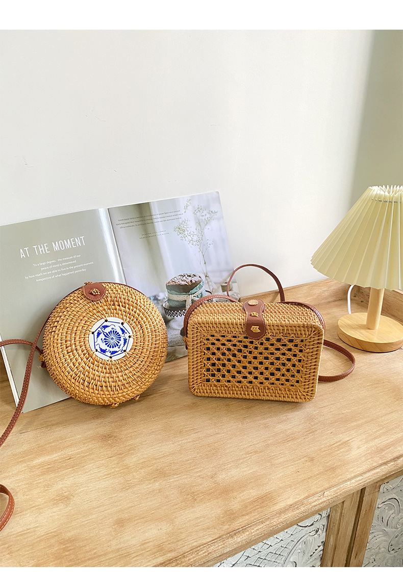 批发藤编包ins女式编织手工包篮子复古文艺手工单肩编织包详情7