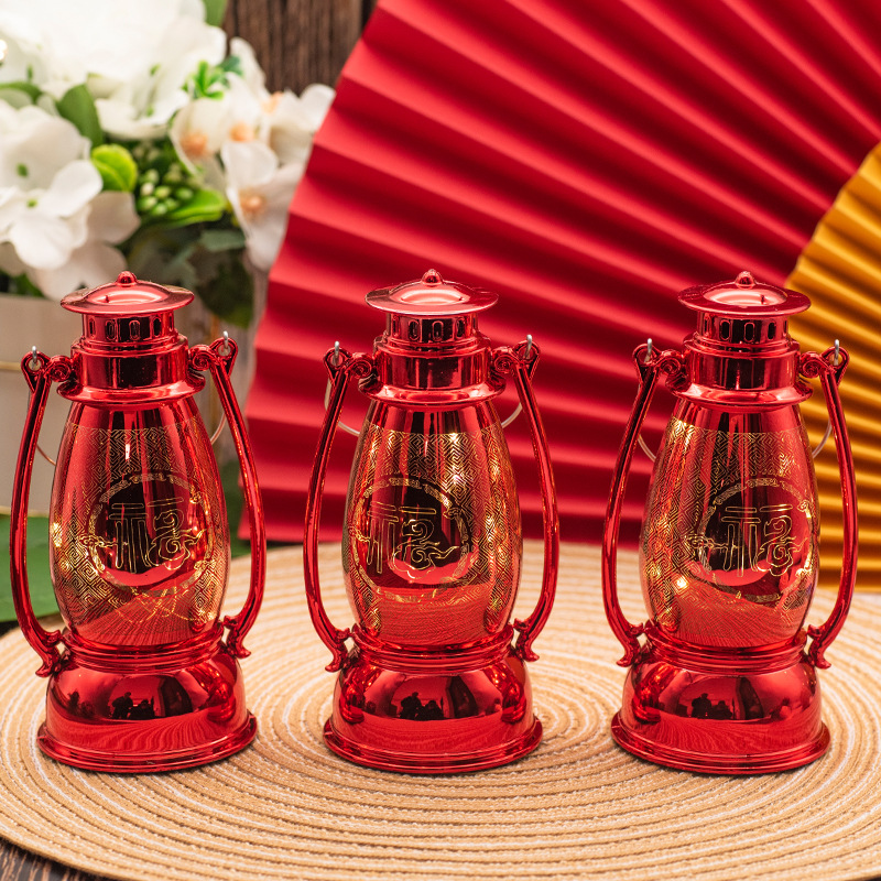 Red led wind lanterns, Spring Festival decorations, small oil lamps, portable electronic horse lanterns, Halloween candlesticks, bar atmosphere decoration pic 2