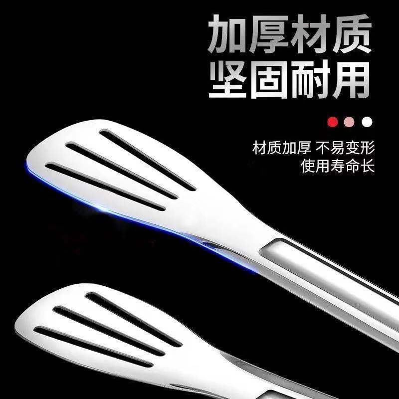 Three-line stainless steel food tongs, kitchen self-service integrated bread tongs, high-temperature resistant and scald proof barbecue tongs pic 8
