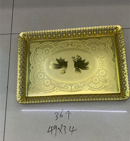多种款式方形圆形电镀金色银色盘子瓜果盘详情4