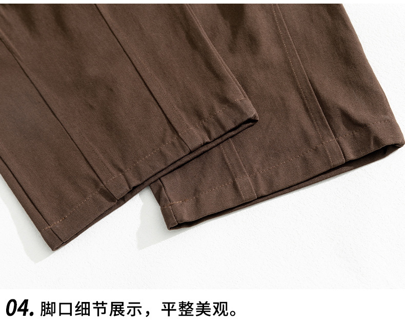 Japanese-style pure cotton casual pants for men in spring 2024, featuring a retro double pleated design and versatile long pants for men pic 43