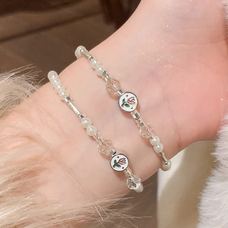 郁金香碎银珍珠手链女法式甜美手串珠手链轻奢小众精致高级感手饰详情9