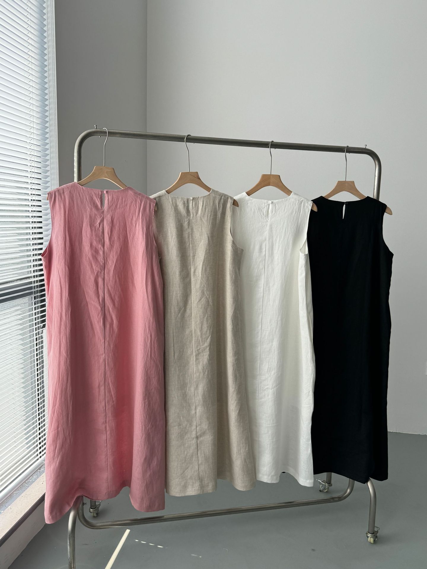 2024 Minimalist and elegant all-linen vest dress for women, summer sleeveless long dress for women pic 40