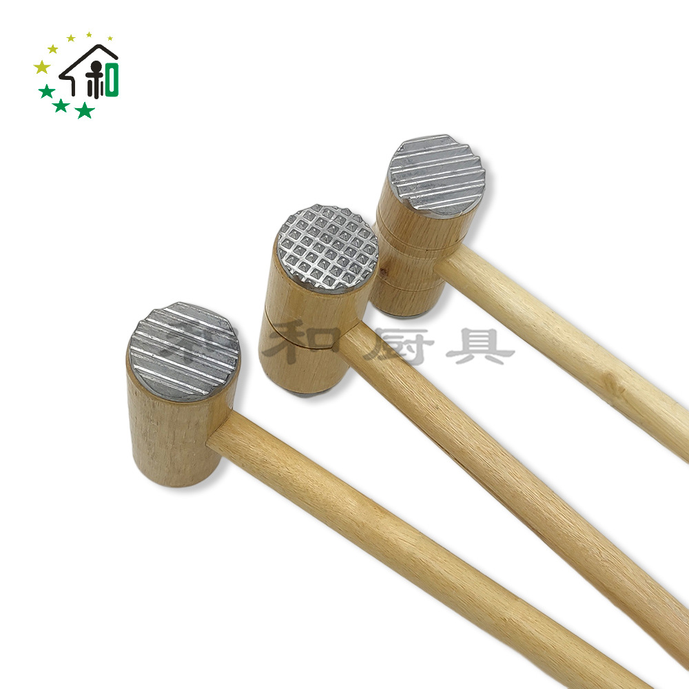 Kitchen wooden handle meat hammer, double-sided tendon breaker, steak hammer, tender meat beating hammer, meat smashing hammer, aluminum alloy meat loosening hammer pic 17