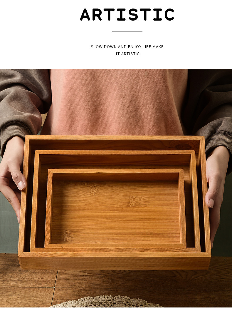 竹木托盘实木茶盘水杯托盘日式果盘木质家用长方形托盘酒店餐盘详情11