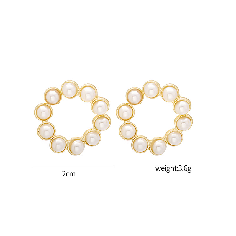 925银针镂空圆形珍珠风耳钉日韩新甜美气质耳环网红百搭耳饰详情1