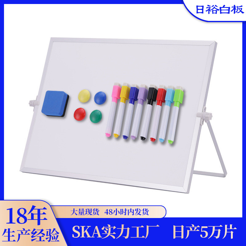 4009 Double-sided magnetic desktop message board, home study and office whiteboard, Writing board, Rotating magnetic mobile stand pic 2