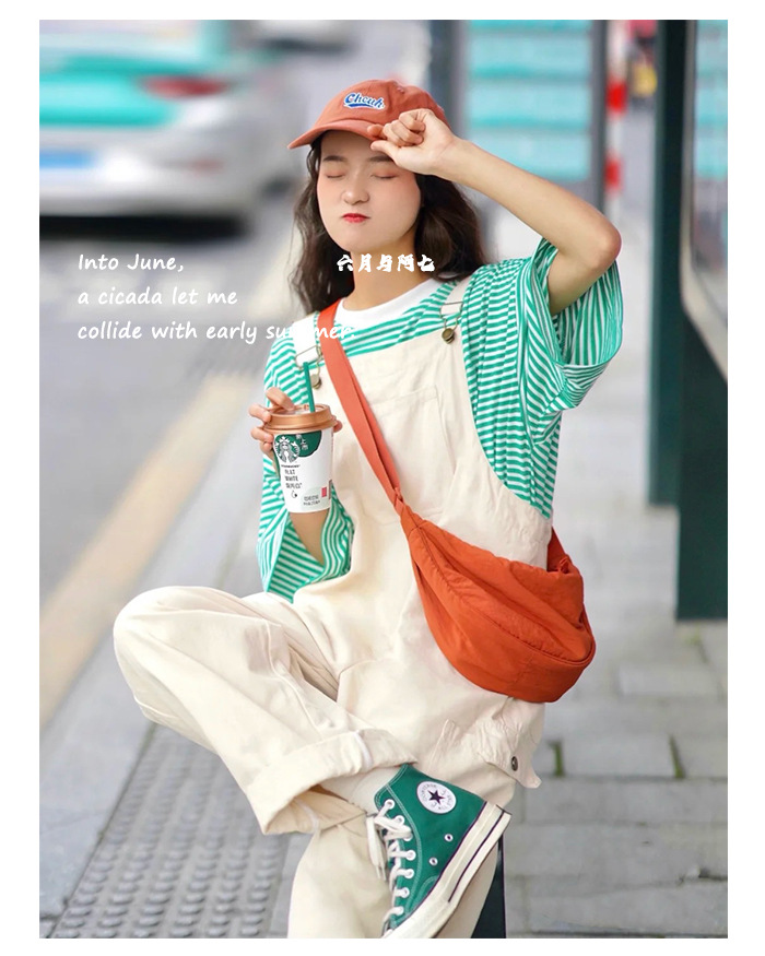 U家试衣间同款女斜挎包小红书尼龙饺子包学生单肩包布包工厂货源详情6