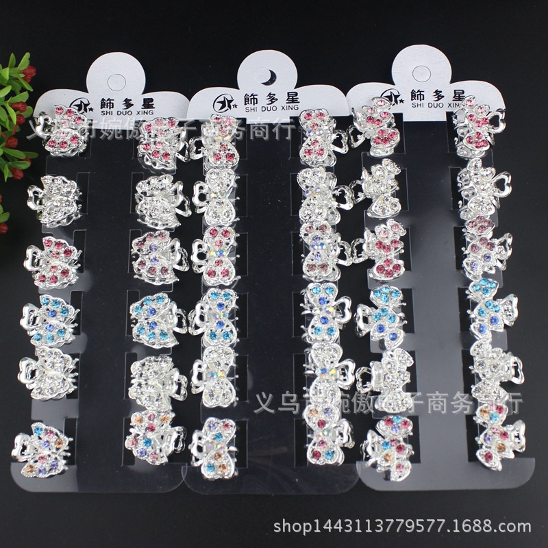 Alloy diamond-encrusted small claw clips, grab clips, hair clips, gold and silver, Yiwu two-yuan store small commodity headwear wholesale pic 2