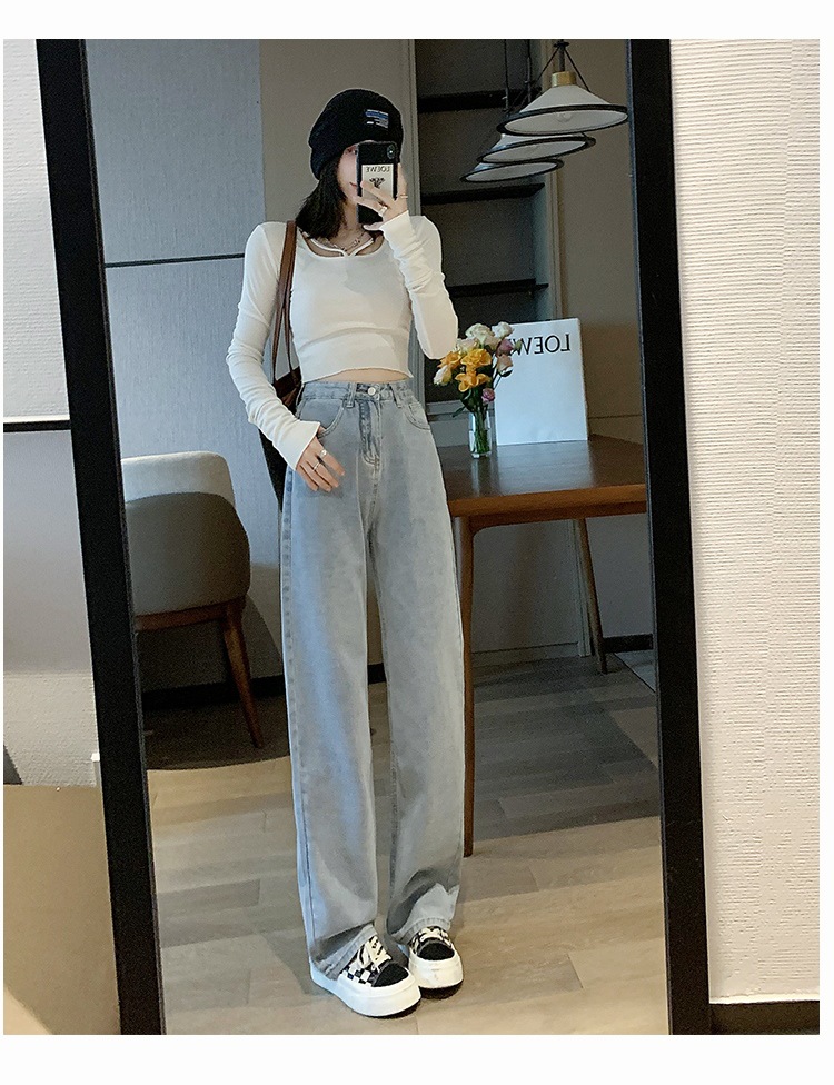 高腰阔腿牛仔裤女2022年夏季薄款显瘦百搭垂感直筒拖地裤子辣妹潮详情29