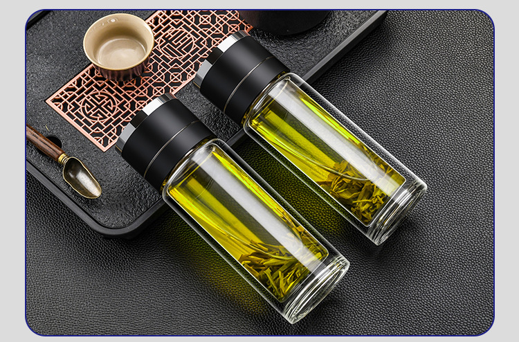 车载速开杯一键开盖双层玻璃水杯茶水分离泡茶杯子商务办公室水杯详情16