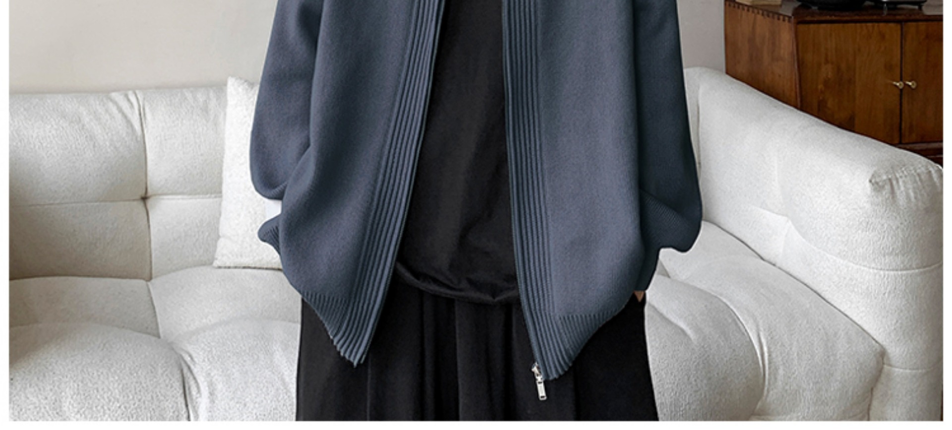 Laid-back style zipper sweater for men, autumn and winter American stand-up collar cardigan, loose trendy couple knitted sweater, casual coat pic 15