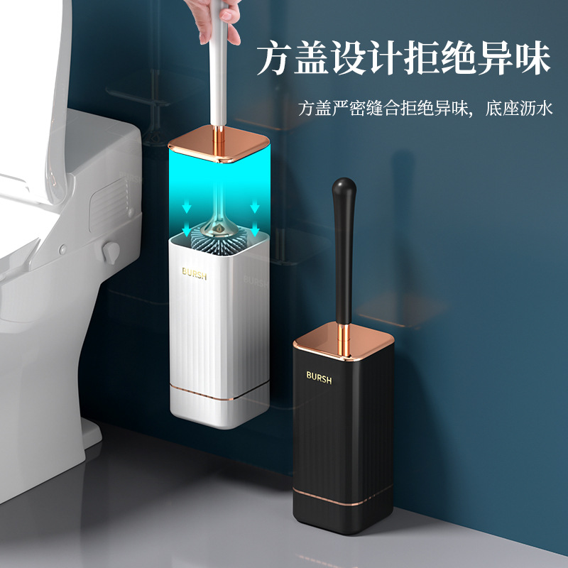 The new popular silicone toilet brush is a perfect tool for cleaning toilets without any blind spots. It is a wall-mounted brush for home bathroom cleaning pic 2