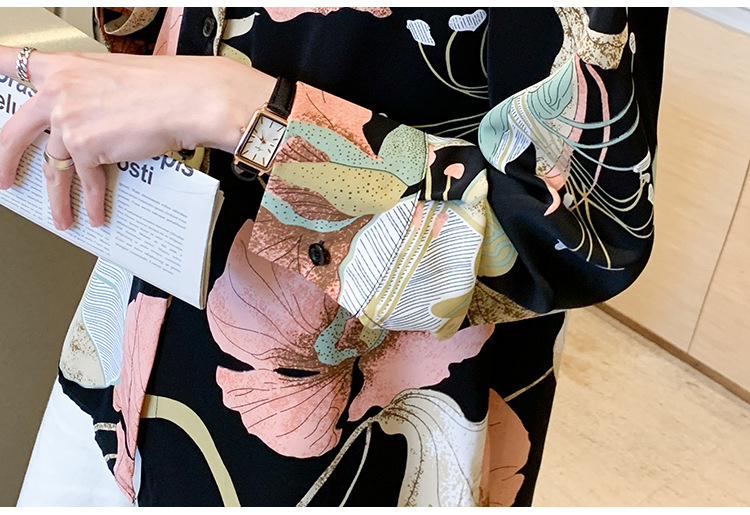 Real photos of 20 new autumn long-sleeved women's tops, chiffon stylish small shirts, and youthful printed shirts pic 20