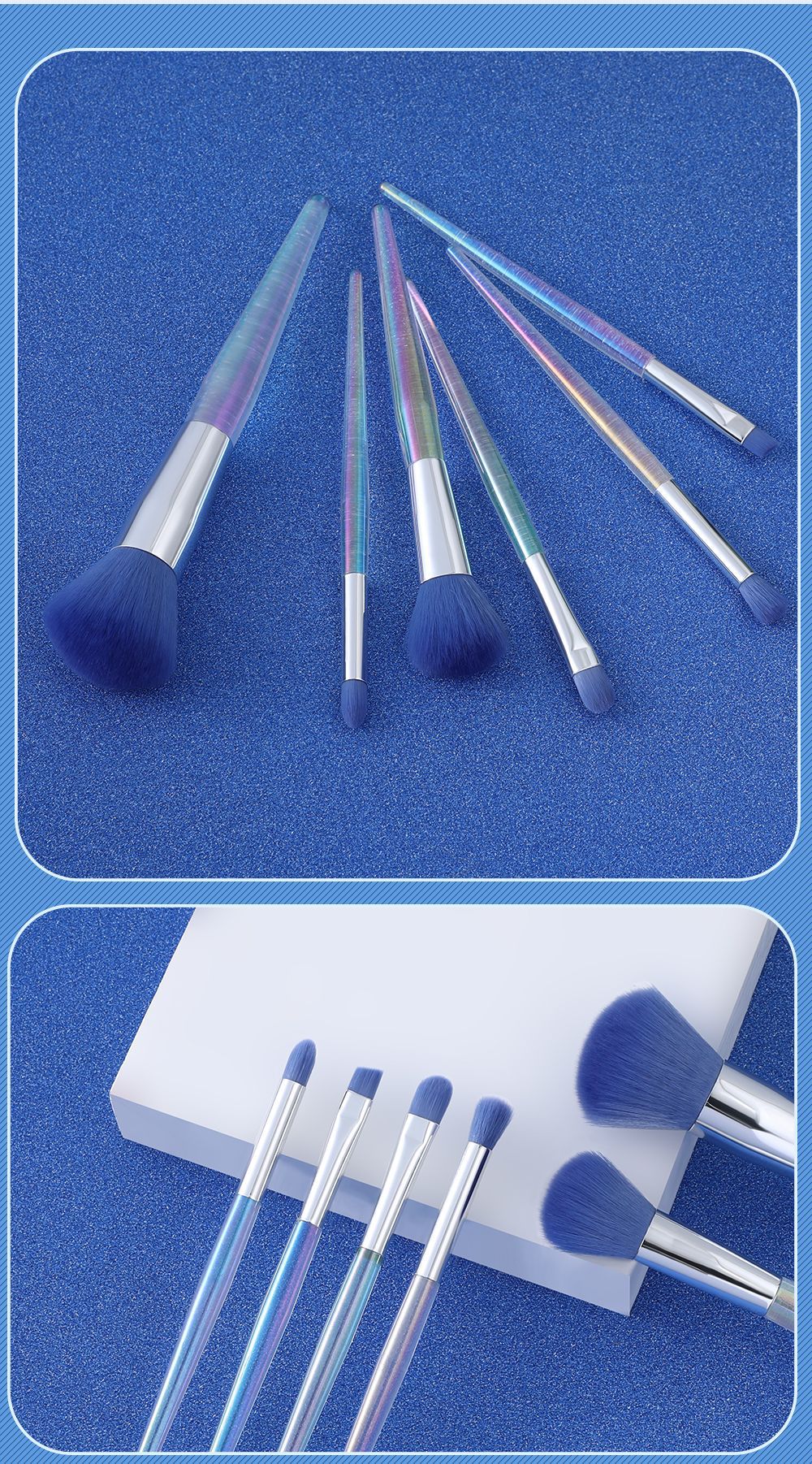 Nuevo 6pcs electrochapado mango de plástico cepillo de maquillaje cepillo de sombra de ojos cepillo de labios cepillo de cejas crossover fuente shanilak pic 10