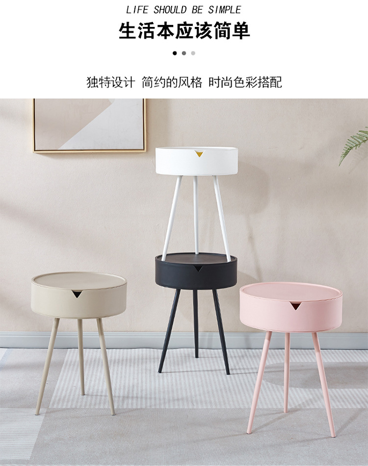 A round triangular table, a small table by the bedside of a girl in the bedroom, a modern and simple mini round table pic 7
