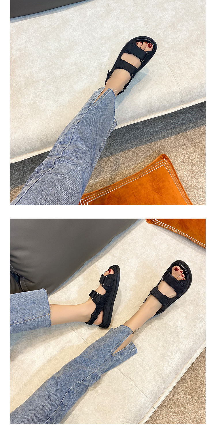 2024夏季新款小香风魔术贴厚底休闲运动凉鞋百搭平底沙滩罗马女鞋详情8