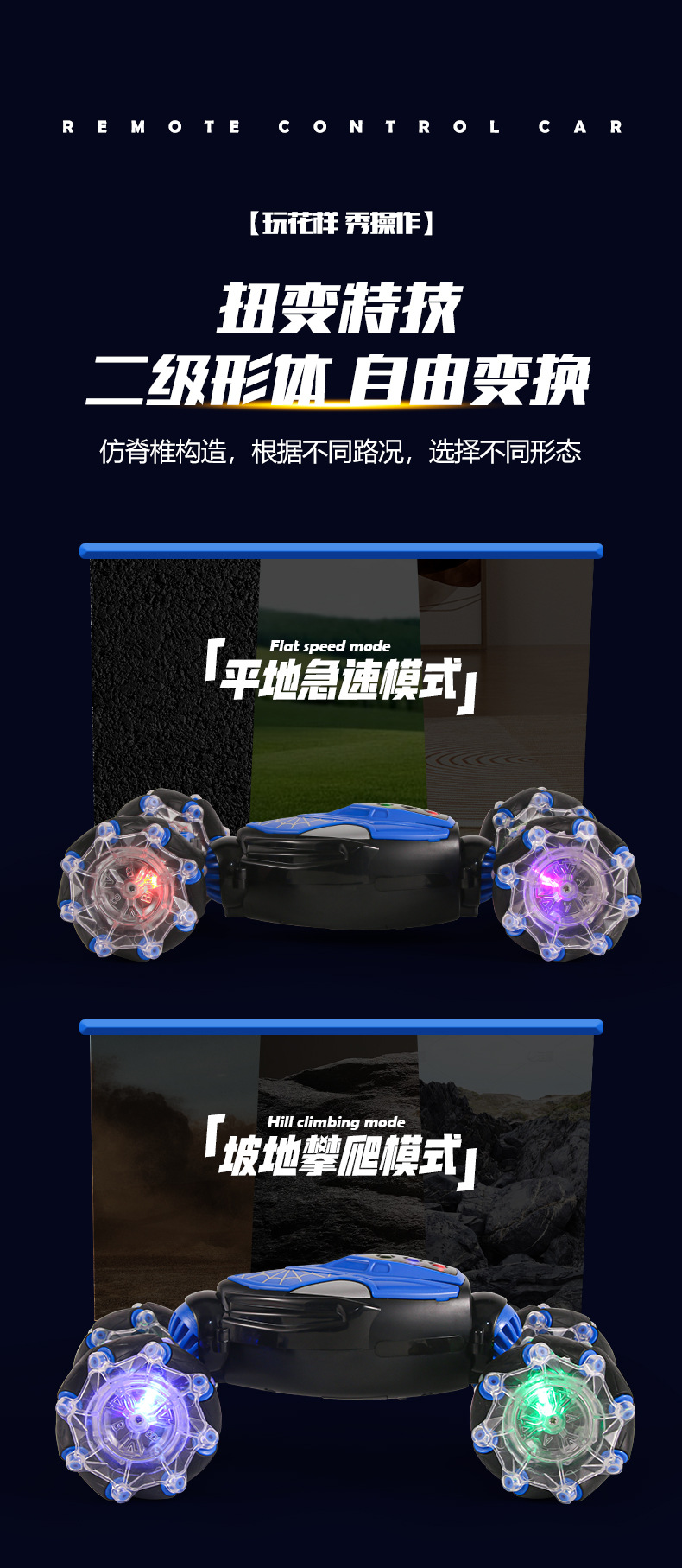 跨境新品手势感应扭变车儿童玩具四驱越野变形汽车漂移特技遥控车详情15