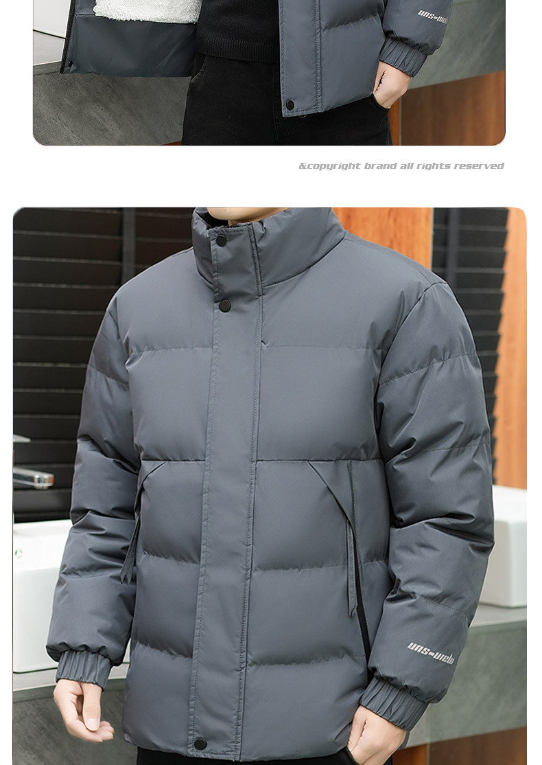 冬季立领时尚休闲帅气棉衣男青年高端潮流保暖加厚棉短款棉袄外套详情16