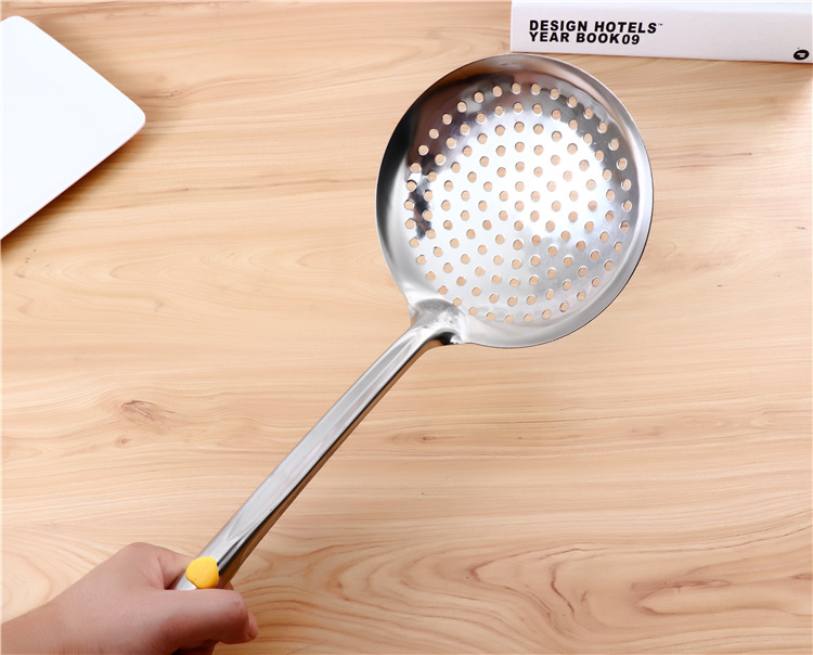 16# Kitchen non-magnetic stainless steel filter strainer, 1.5mm thick household extended handle stainless steel strainer pic 3