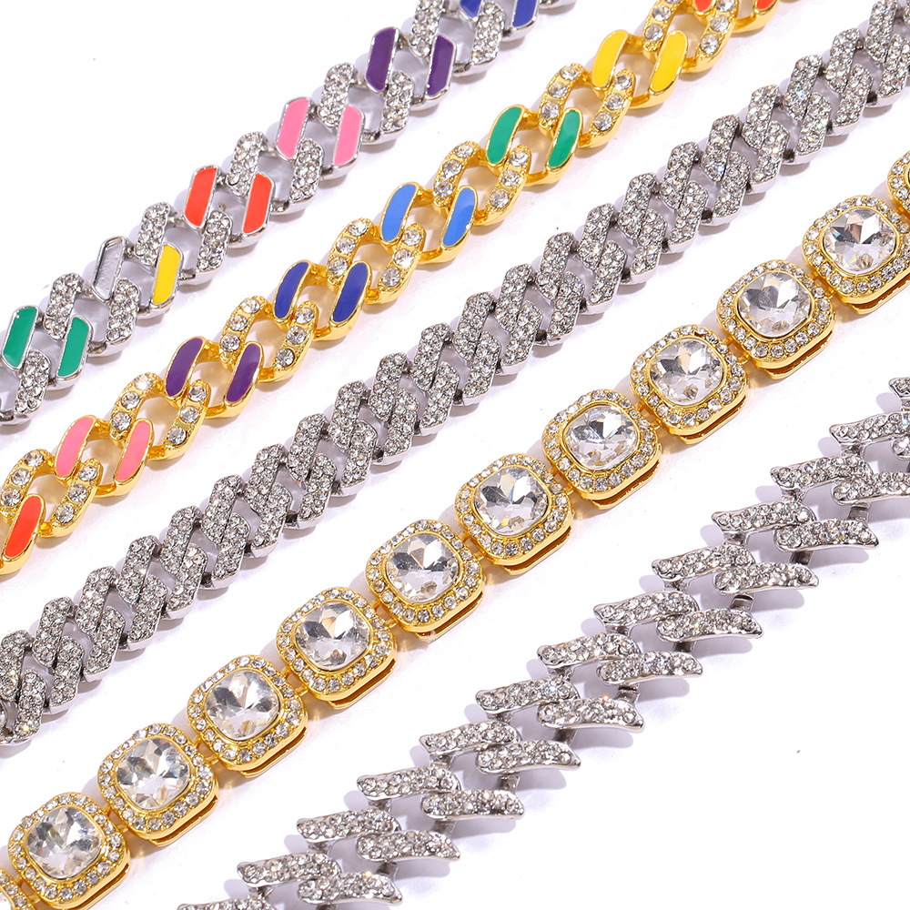 European and American Cuban chain diamond necklace, titanium steel non-fading necklace, thick street hip-hop chain couple accessories, cross-border pic 19