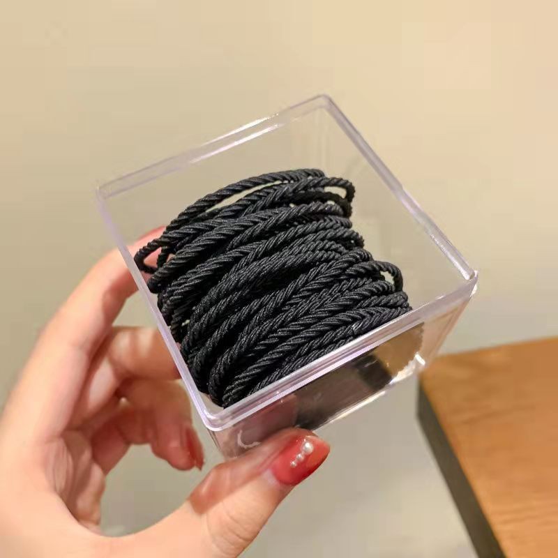 Black high-elasticity and durable rubber band female Korean-style simple and elegant hair tie, headband, high ponytail leather case and hair accessory pic 11