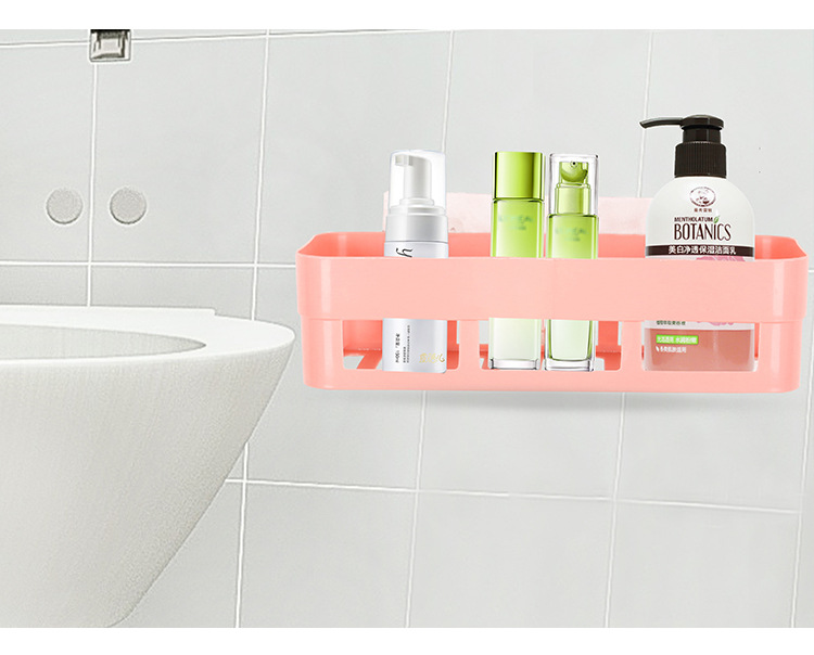 Bathroom non-perforated plastic storage rack, bathroom toiletries storage rack, multi-functional perforated empty storage rack pic 11