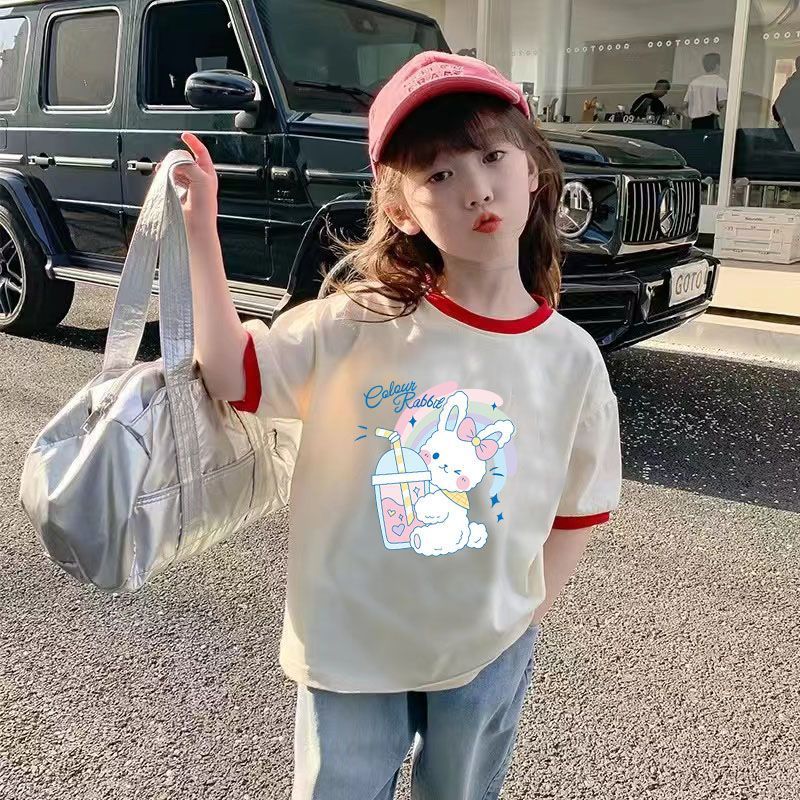 女童纯棉T恤夏装2025新款儿童时尚百搭夏季拼接体恤上衣女孩网红详情18
