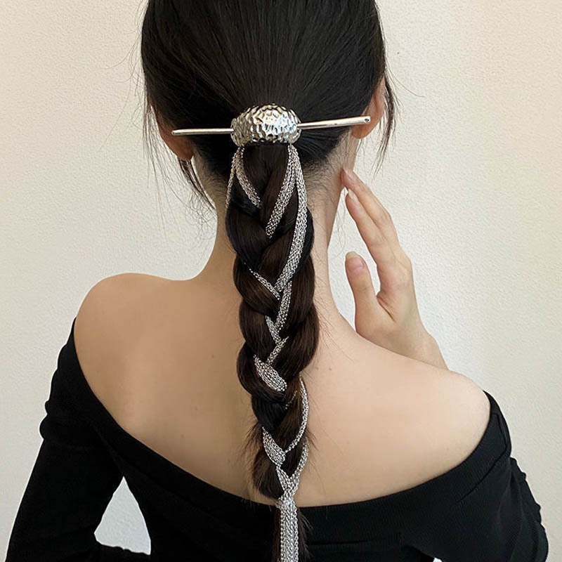国风国潮清冷个性长流苏发簪高级感新中式马尾后脑勺簪子头饰夸张发钗批货详情3