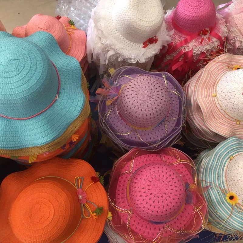 夏凉帽地摊景点热卖遮阳防晒大帽檐波浪草帽男女沙滩太阳帽10元详情47