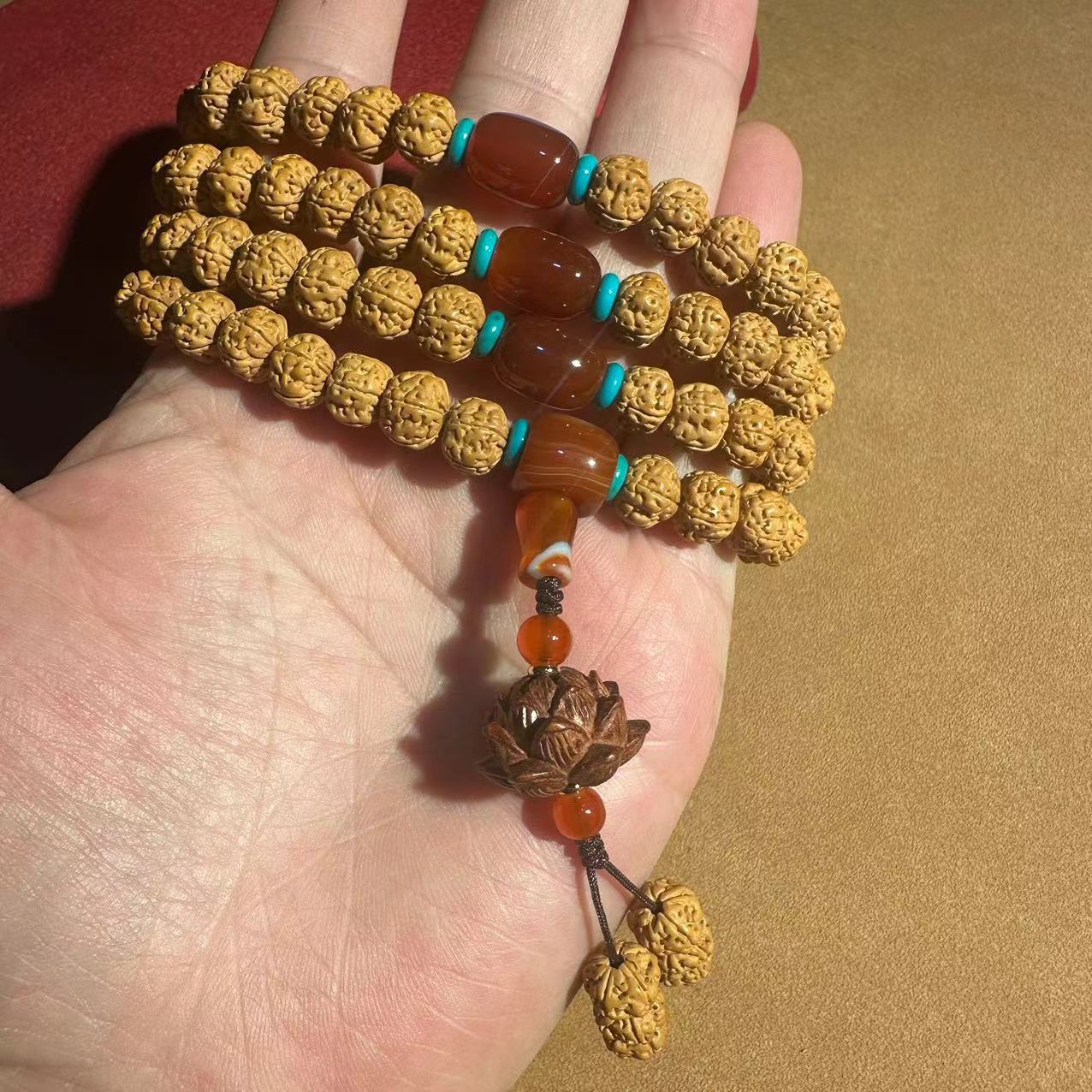 Nepalese Vajra Bodhi 108 prayer beads, carefully selected five-petal flesh texture small Vajra Bodhi beads, multi-ring bracelet, ethnic style Bodhi bracelet, cultural and artistic bracelet, cultural and artistic prayer beads bracelet, wholesale beads pic 20