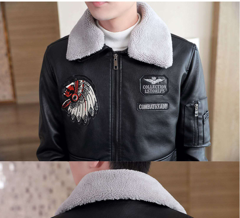 The new winter leather jackets for men, Korean-style leather jackets for men, cotton and thickened motorcycle suits, and pilot jackets are all trendy pic 11