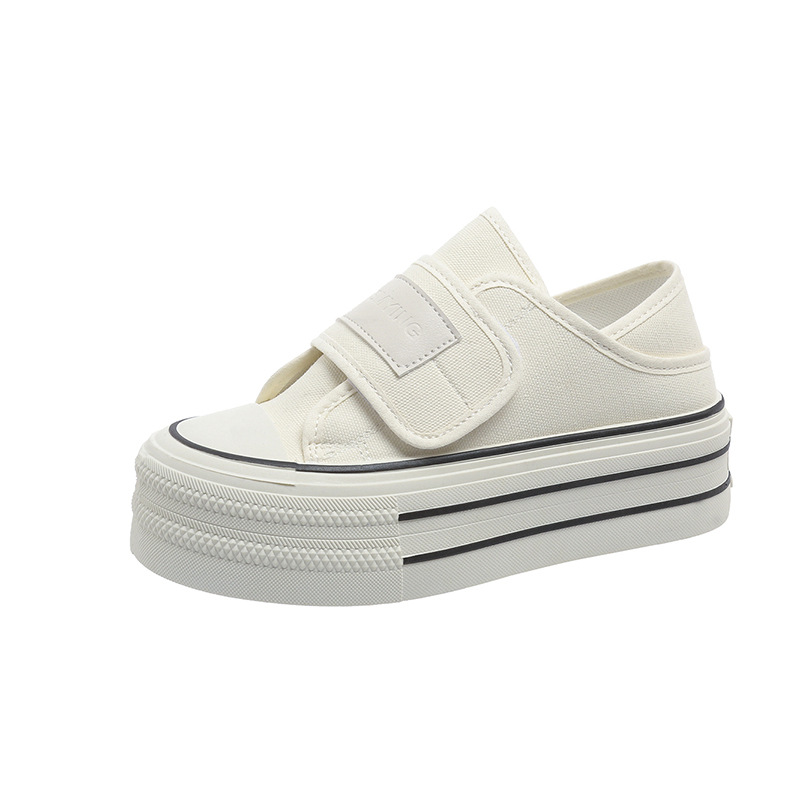 厚底两穿小白鞋女2024夏季新款一脚蹬懒人鞋增高半拖魔术贴帆布鞋详情18