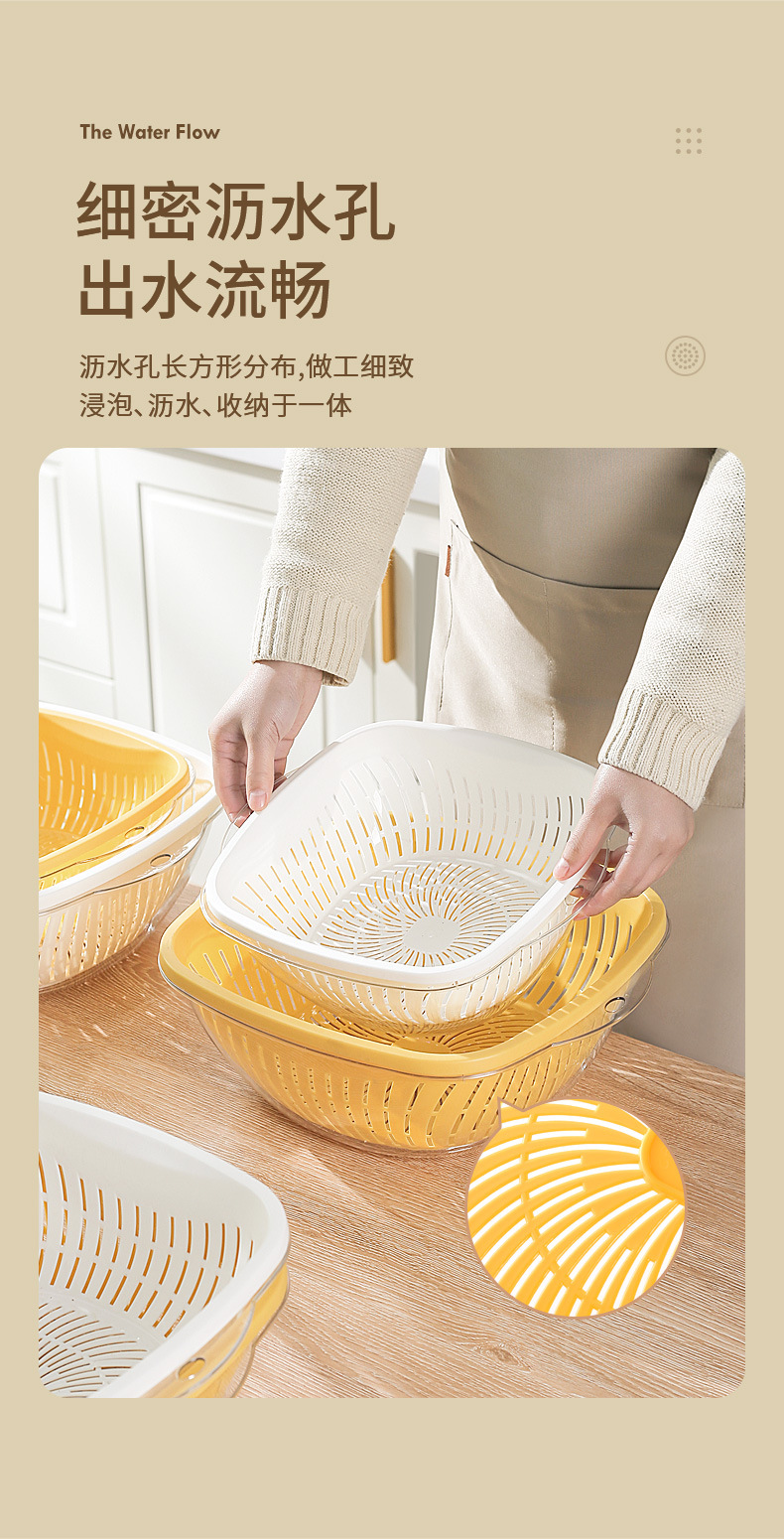 洗菜盆加厚加大淘菜篮子厨房用品家用神器食品级水果盘双层沥水篮详情7
