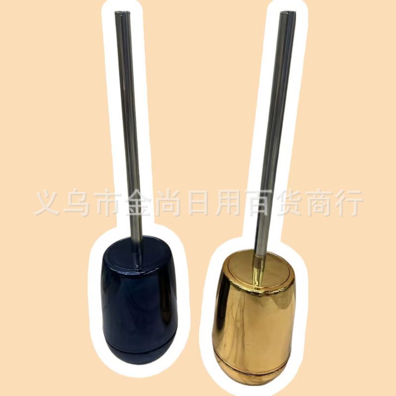 Gold-plated toilet brush for household bathroom cleaning, no blind spots, with base, bathroom long handle gold-plated set pic 2