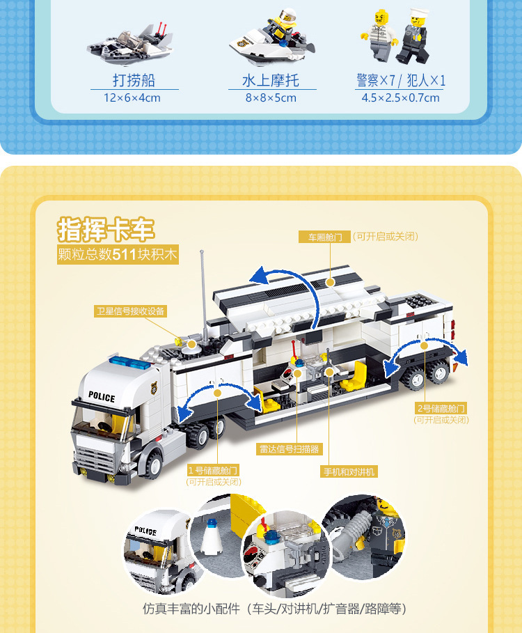 Compatible con lego smart city water police police series pequeñas partículas grandes ensamblado niños puzzle juguetes de cumpleaños pic 7