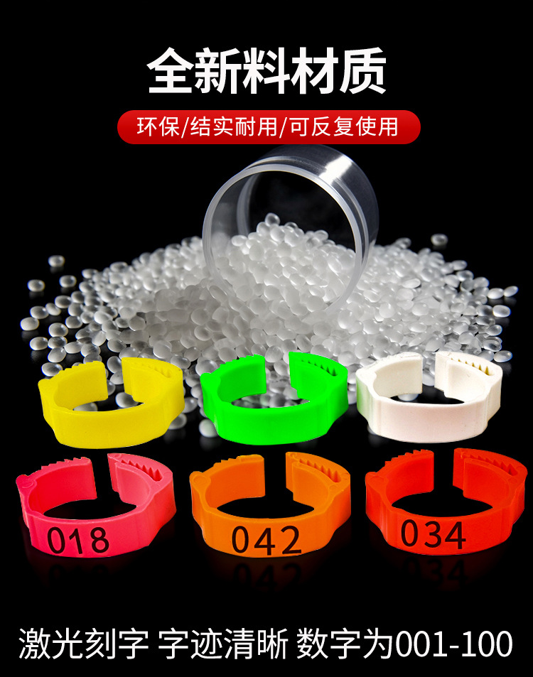 0.1鸡脚环卡扣式鸭鹅禽类可调脚环记号识别环大小鸡通用塑料标签脚圈详情3