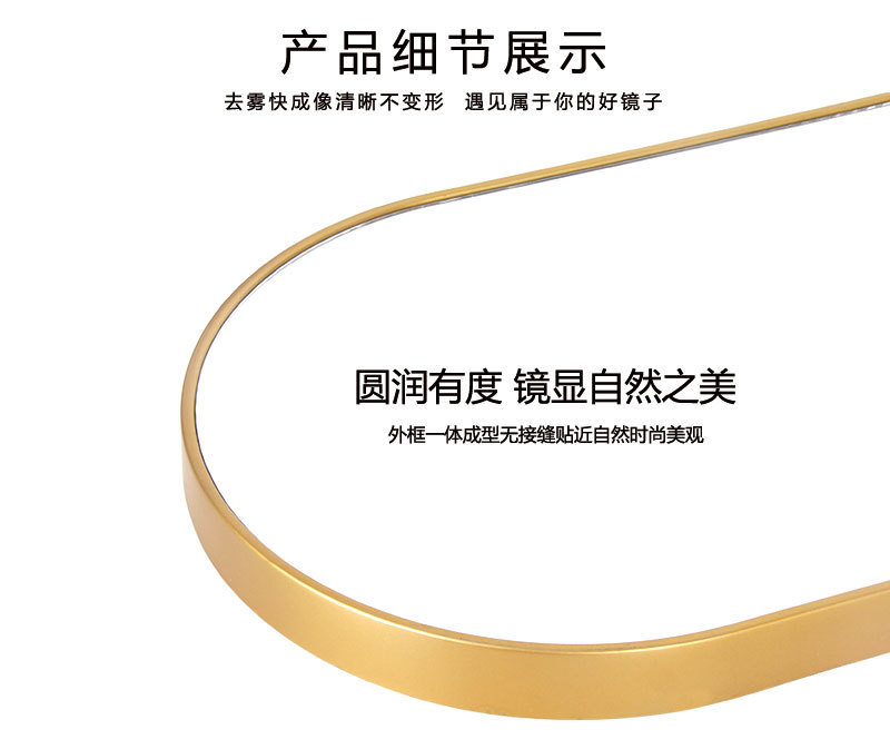现货金边椭圆长形穿衣镜创意客厅卧室宿舍全身镜玄关轻奢装饰镜详情4
