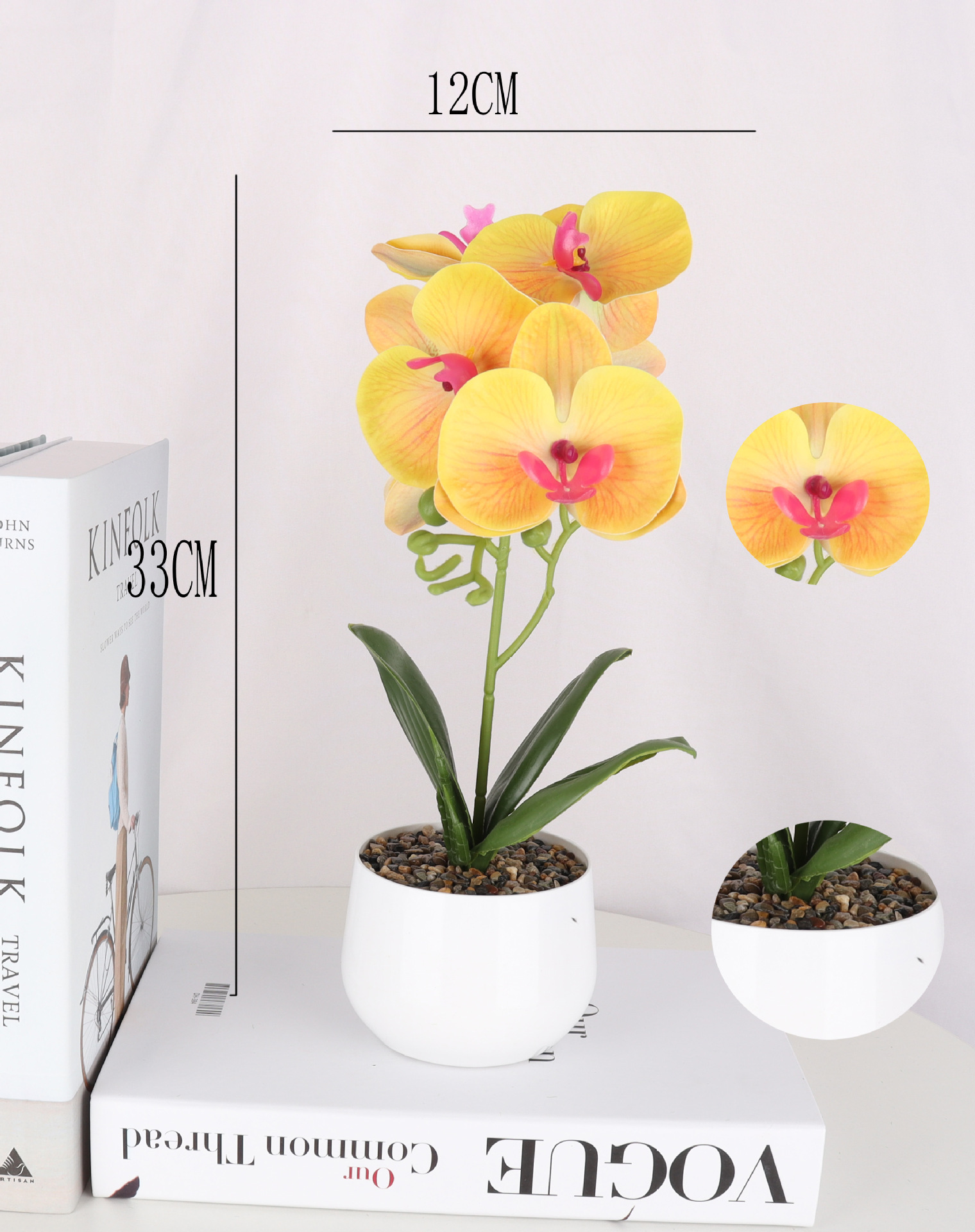 仿真蝴蝶兰6头盆栽/仿真盆景/仿真花创意内室小摆件/亚马逊厂直销详情2