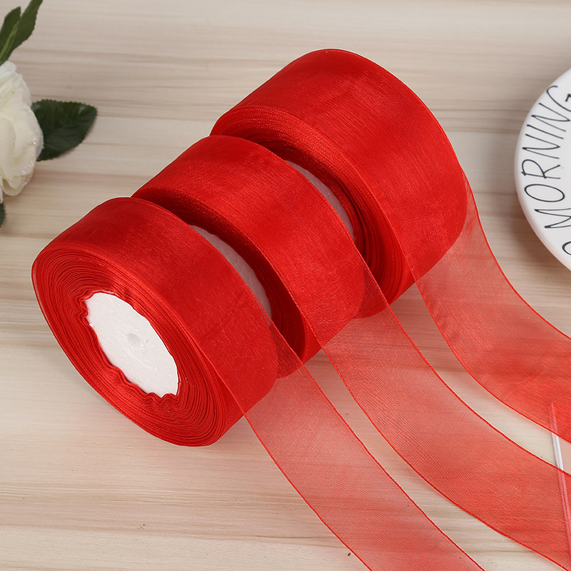 Red silk ribbon, bow, cake packaging cloth strip, gift strap, silk ribbon, satin ribbon, diy handmade decoration gift pic 8