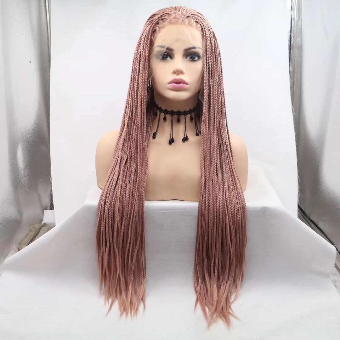 欧美NEWLOOK前蕾丝时尚新款短发长辫子假发跨境Lace Front Wigs详情12