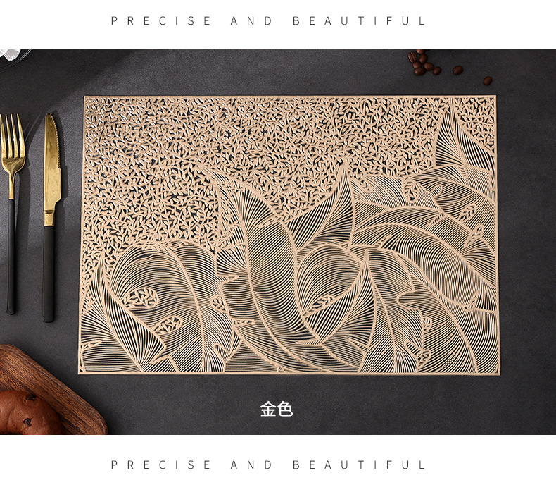 镂空烫金pvc餐垫隔热桌垫亚马逊temu希音代发海草方形跨境西餐垫详情9