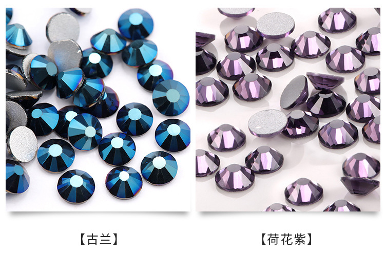 A cross-border bestseller, a pack of 1,440 pieces of crystal glass flat-bottomed diamond nail polish water diamonds, colorful round diy jewelry accessories pic 8