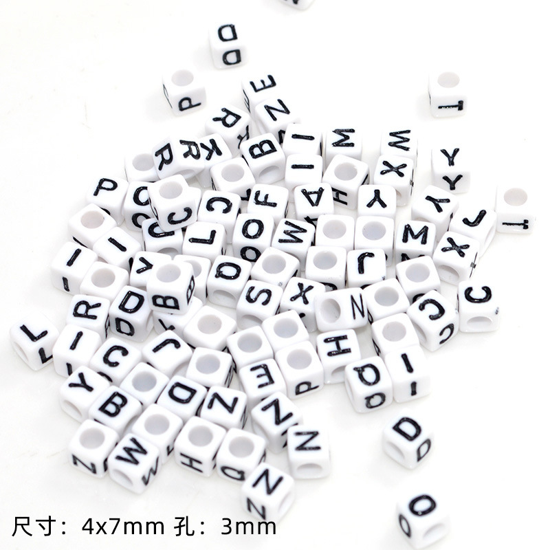 100颗/包亚克力彩色英文字母珠透明糖果色扁圆散珠diy手串珠材料详情2