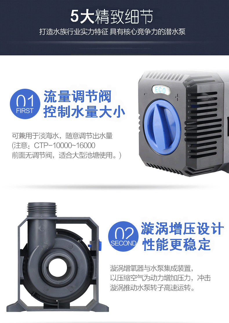 CTP series fish tank submersible pump, land dual-purpose variable frequency water pump, submersible pump for handicrafts, fish tank water pump pic 33