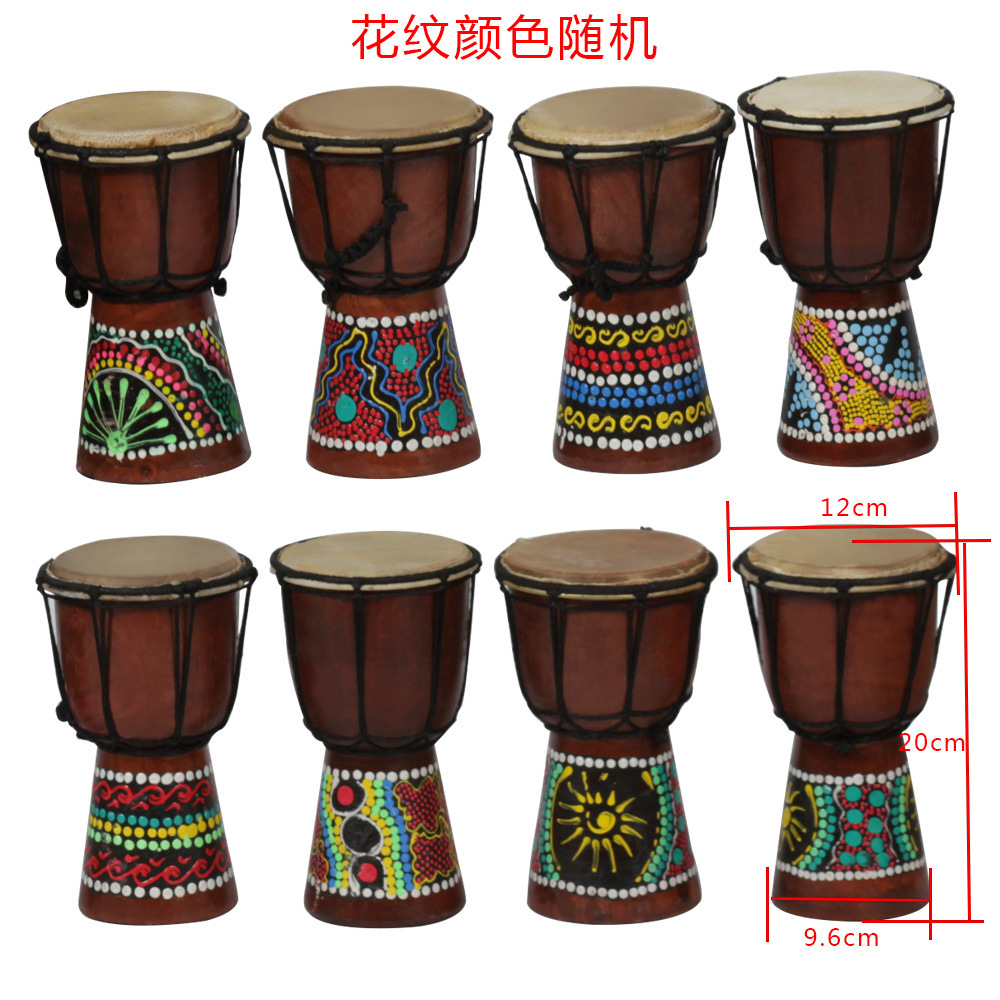 Wholesale handcrafted 4-inch African drums for children, adults, beginners, Lijiang hand drums, percussion instruments, 4-inch African drums, random pic 2
